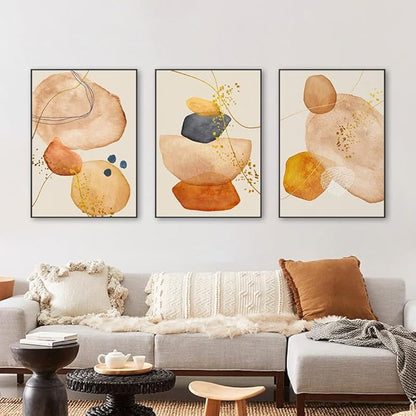 QKF Large Frame Graphics Geometric Abstract Modern Home Wall Art Living Room Bedroom White Wall Decoration Painting Boho Retro Poster Print 20 "X 28" x 3 Panels