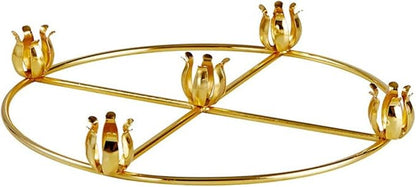 Brass Advent Wreath with 5 Candle Holders, Religious Holiday Decor, 11 Inches