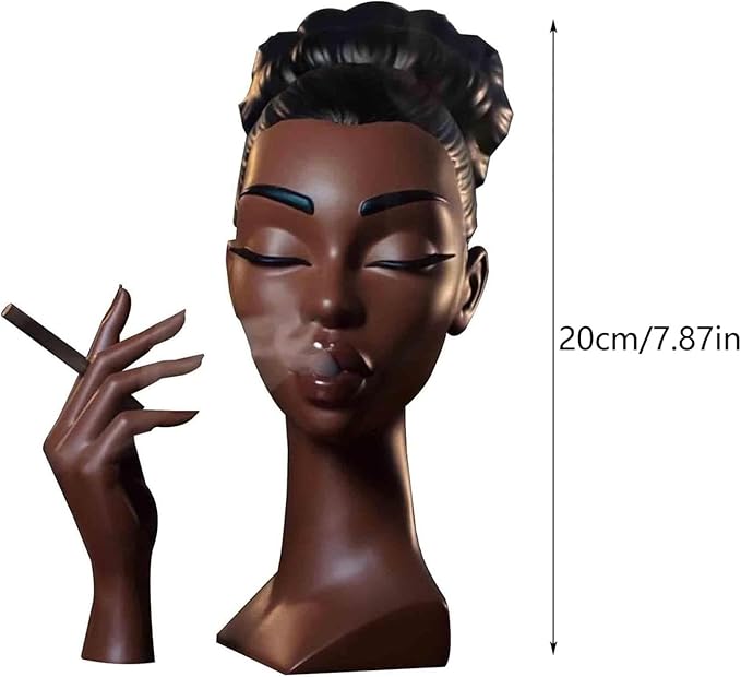 Head Incense Burner Black Woman, Funny and Elegant Head Scents Burner Black Women Facial Decoration, Waterfall Headscents Incense Holder, Ideal for Home Decor and Relaxation (A, Normal)