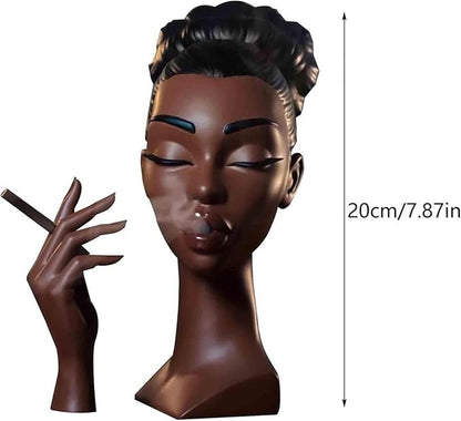 Head Incense Burner Black Woman, Funny and Elegant Head Scents Burner Black Women Facial Decoration, Waterfall Headscents Incense Holder, Ideal for Home Decor and Relaxation (A, Normal)