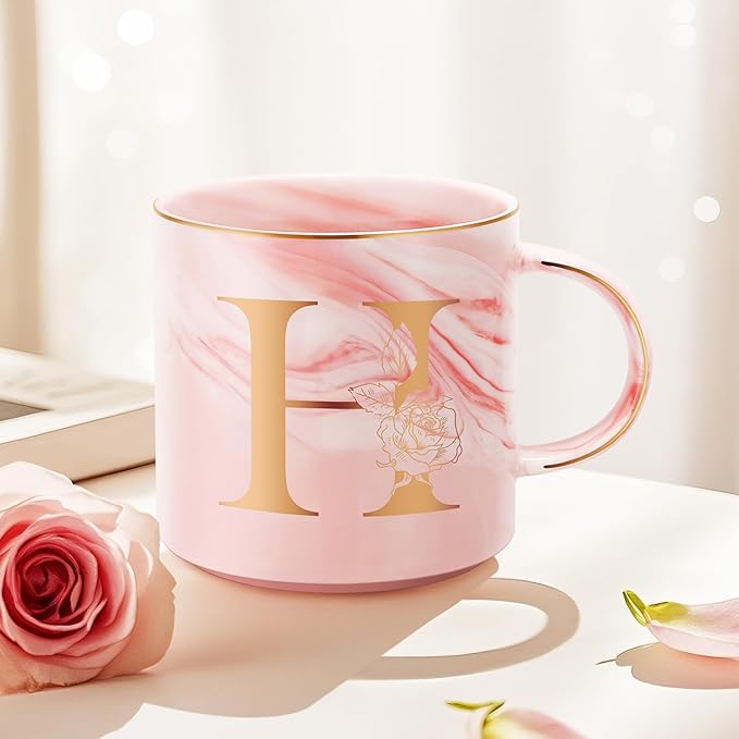 Valentines Day Gifts for Her, Anniversary Birthday Galentines Gifts for Women Mom Grandma Friend Sister Wife Teacher Coworker, Personalized Initial Customized Gift Monogrammed A-Z Coffee Mug 12 OZ(H)