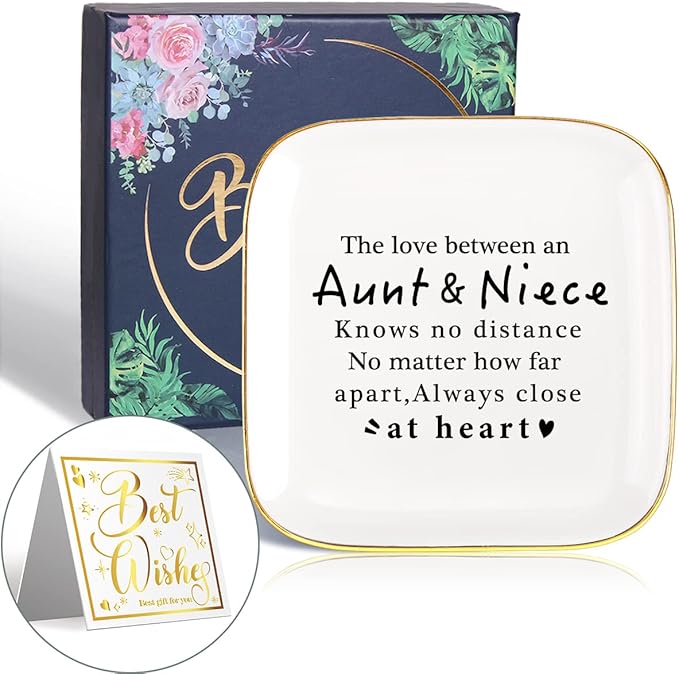 to My Niece Saying Ceramic Ring Dish Decorative Jewelry Tray for Niece, Unique Niece Birthday Christmas Meaningful Gifts for Niece from Aunt - The Love Between