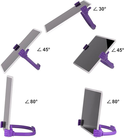 Honsky Adjustable Tablet Stand, Portable Phone Holder for Desk Bed - Multi-Angle Drawing Stand Compatible with All Tablets (Purple & Yellow)