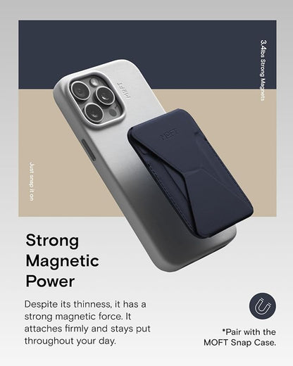 MOFT Magnetic Wallet Stand Compatible with iPhone 17/16/15/14/13/12 Series, Angle Adjustment & Magsafe Compatible MOVAS Phone Stand,Navy Blue