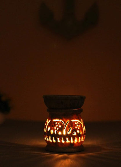 Thanksgiving Day Gifts Hand Carved Soapstone Essential Oil Burner Diffuser with Tea Light Holder Aromatherapy | Aroma Diffuser for Spa, Yoga, Meditation (Elephant)
