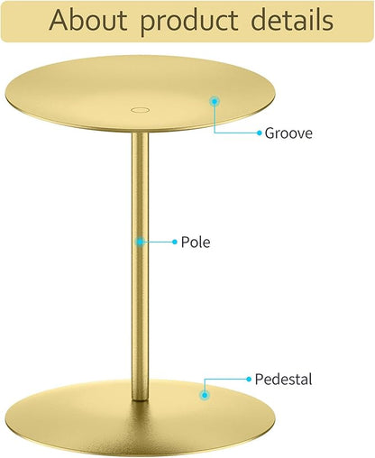 smtyle Gold Metal Cast Iron Candleholder Sets for Pillar Candles, Set of 3 Wedding Table Centerpiece Candle Holders, Minimalist Farmhouse Decor for Fireplace Mantel & Dining Room