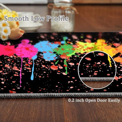 Colorful Paint Splash Rug 3x5 Small Area Rugs Abstract Graffiti Art Rugs Ultra Soft Washable Carpet with Non Slip Backing for Living Room Bedroom Gameroom Study Office Home Decor Mat