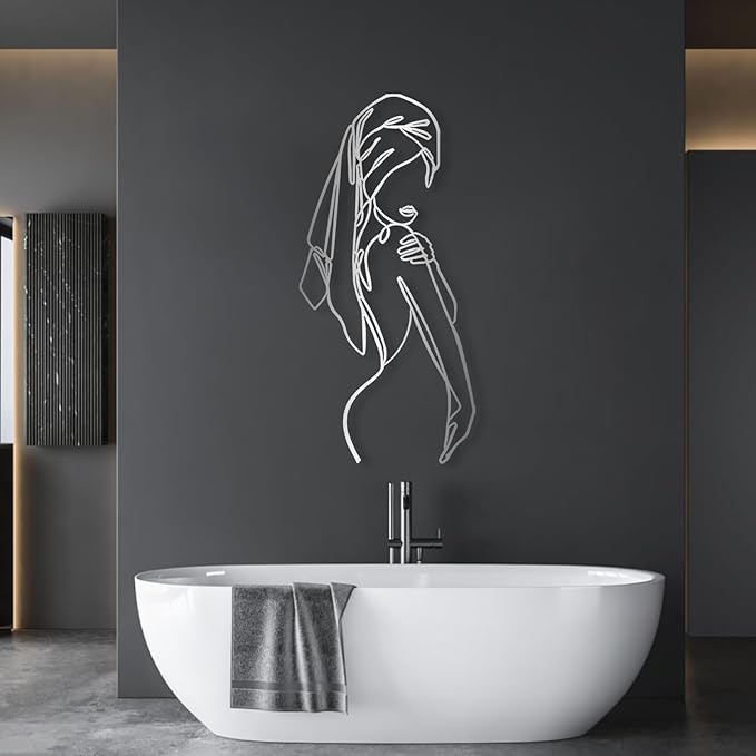 Aportif Metal Minimalist Wall Art Women, Female Body Decor, Women Bathroom Decor, Modern Home Decorations, Abstract Iron, Metal Line Artwork, Funny Bathroom Wall Art (Gold, 59x28 in / 150x71 cm)