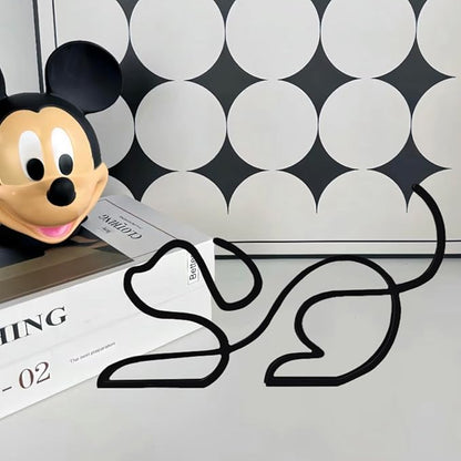 Minimalist Art Sculpture, Personalized Metal Abstract Metal Line Minimalist Art Crafts Creative Line Drawing Ornaments for Wall, Living Room, Home Office Desk Decoration (Line Dog)