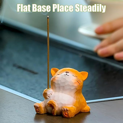 Dog Lotus Incense Holder Cute Shiba Inu Animal Figurine Incense Burner Flower Stand Ash Catcher Creative Cartoon Resin Dog Statue for Home Room Decor Meditation Yoga Spa