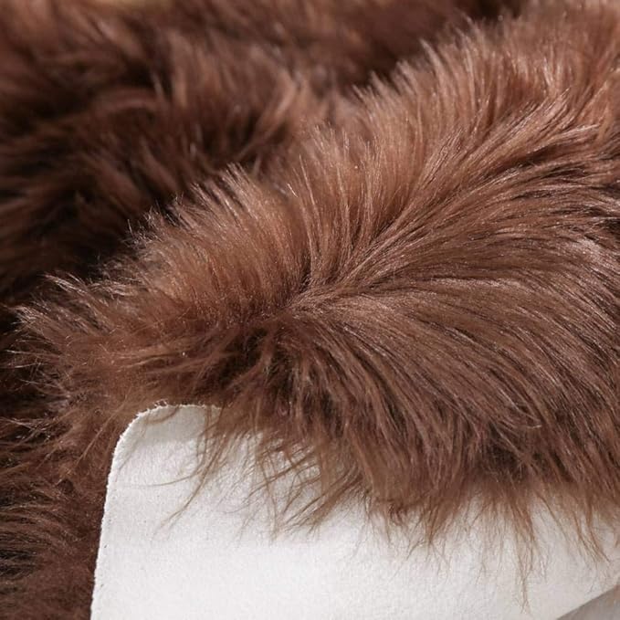 Carvapet 2x3 Brown Faux Sheepskin Area Rug – Fluffy Shaggy Soft Fur Floor Mat, Plush Bedside Carpet and Sofa Cover for Bedroom, Living Room, Nursery