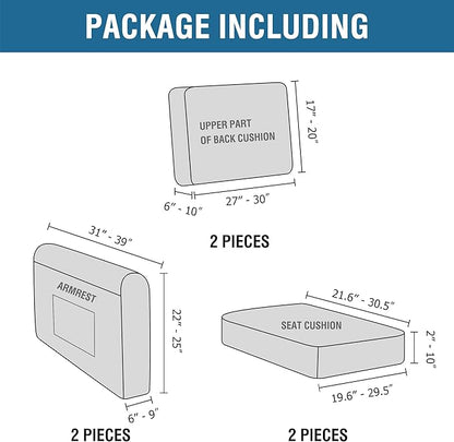 H.VERSAILTEX Multi-Pieces Sofa Covers Stretch Couch Covers Form Fitted Seats and Back Cushions Covers (2 Seat Covers Plus 2 Back Cusion Covers, Bonus 2 Armrest Covers), Chocolate