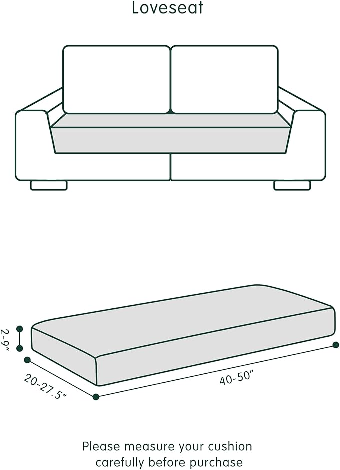 CHUN YI Medium Couch Cushion Cover Stretch for Loveseat, Sofa Seat Slipcovers for Pets, Suitable for Armchair Loveseat Sofa with Spandex Jacquard Washable Fabric(Medium,Light Grey)