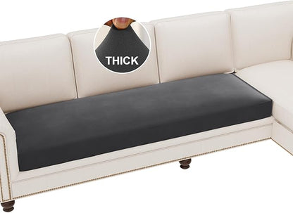 H.VERSAILTEX Fleece Couch Cushion Covers Stretch Couch Covers for 3 Cushion Couch Sofa Thick and Soft Couch Covers Washable (3 Seater Cushion Cover, Grey)