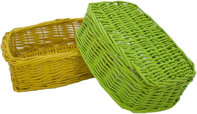 Rectangle Small Wicker Baskets for Sundries 3pcs Storage Bins (Colorful)