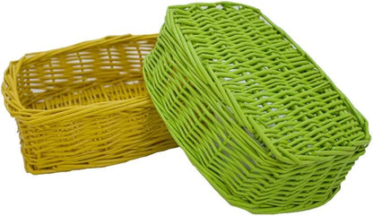 Rectangle Small Wicker Baskets for Sundries 3pcs Storage Bins (Colorful)