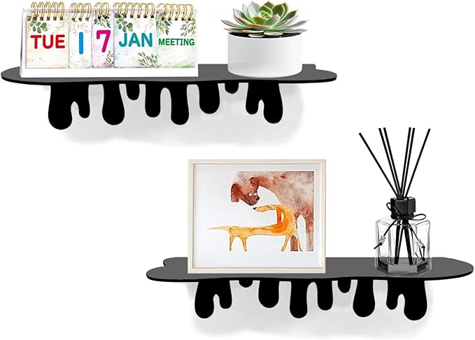 SetGame 2-Pack Acrylic Small Wall Shelves - 12 Inch Floating Shelf for Walls, Home Wall Display Ledges for Storage, Room Décor, Small Album & Items Organizer Display