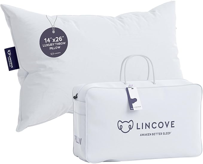 Lincove Euro Throw Pillow Insert Square 14"x26" Pillow – Made in Canada, 100% Cotton Shell, Down Alternative Filling, Vegan-Friendly, Hypoallergenic - Decorative Couch Pillows, 2 Pack