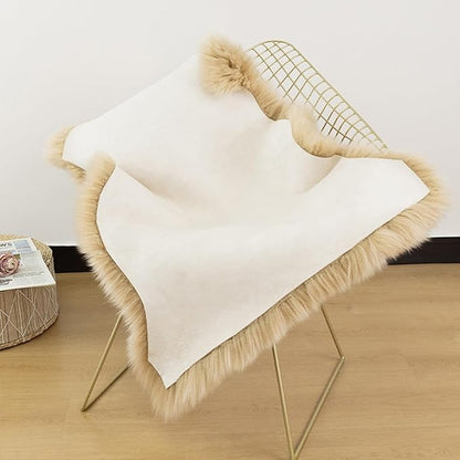 Genuine Sheepskin Rug New Zealand Fluffy Lambskin Rug, Natural Luxury Sheepskin Throw for Bedroom Living Room Children's Room Office- Premium Area Rug Chair Cover (2×3 Feet, Worm Brown)