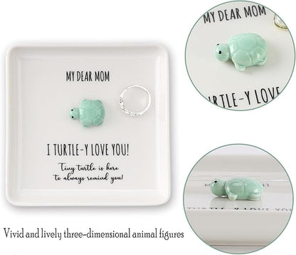 HOME SMILE Turtle Jewelry Dish Tray-Mom Gifts from Daughter Son,Birthday Mothers Day Gifts for Mom Mother Mama Presents,I Turtley Love You Gifts