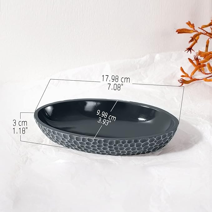 Emibele Jewelry Dish, Honeycomb Resin Ring Holder Jewelry Tray Key Bowl Decorative Trinket Dish for Vanity Entryway Table Home Decor, Gray