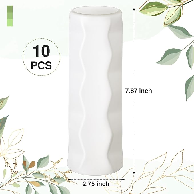 10 Pack Composite Plastic Flower Vases Bulk White Small Boho Floral Vases for Dried Flower Bouquet Pampas Grass Centerpieces Fall Wedding Party Living Room Decor(Stylish)