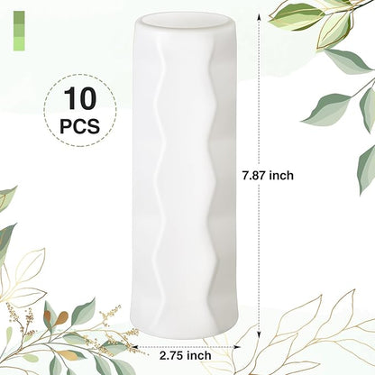 10 Pack Composite Plastic Flower Vases Bulk White Small Boho Floral Vases for Dried Flower Bouquet Pampas Grass Centerpieces Fall Wedding Party Living Room Decor(Stylish)