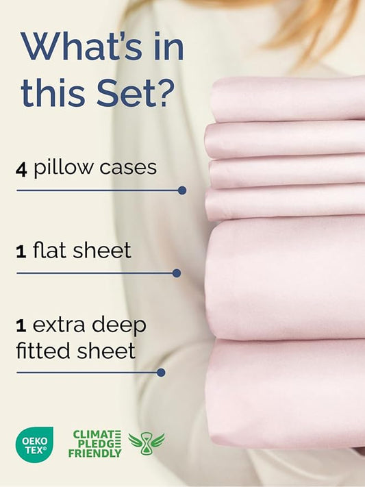 Extra Deep Cal King Sheet Set - 6 Piece Breathable & Cooling Sheets - Hotel Luxury Bed Sheets Set - Easy Fit - Soft, Wrinkle Free & Comfy Sheets Set - Lavender Pink Sheet Set with Extra Deep Pockets