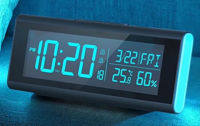 MASHI Alarm Clocks for Bedrooms, 8.54" LED Digital Clock with 9 Color Changing Night Light, Adjustable Brightness, DST,Heavy Sleepers,Temperature for Living Room, Ideal Gift for Kids,Teens,Seniors