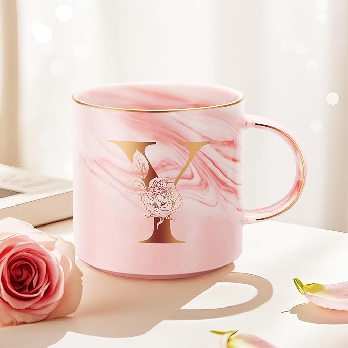 Valentines Day Gifts for Her, Anniversary Birthday Galentines Gifts for Women Mom Grandma Friend Sister Wife Teacher Coworker, Personalized Initial Customized Gift Monogrammed A-Z Coffee Mug 12 OZ(Y)