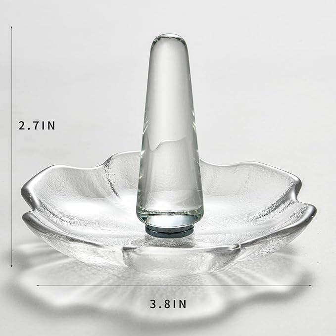 Crystal Ring Holder Decorative Jewelry Tray Valentine Engagement Wedding Birthday Gifts for Women (Hexagon)
