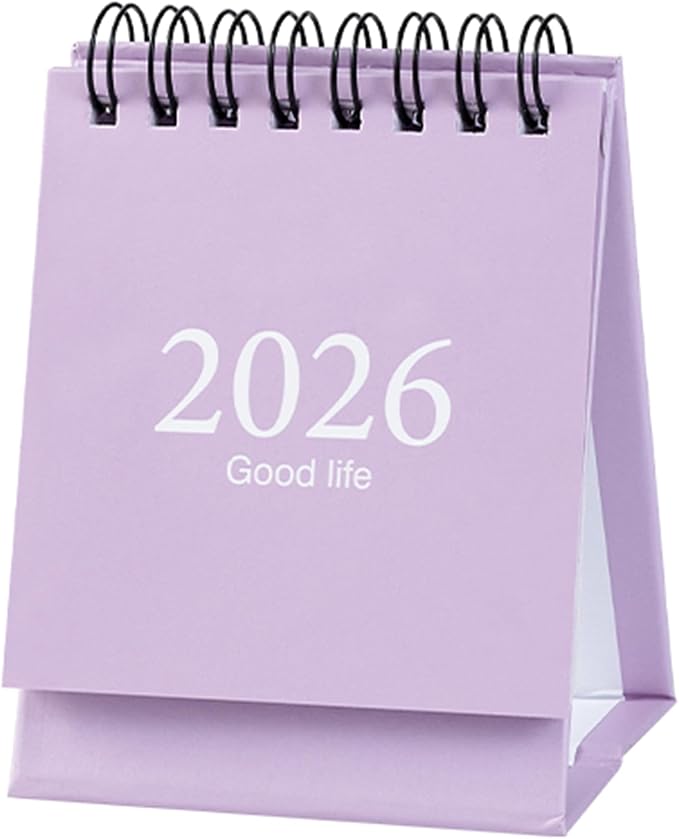 2026 Mini Desk Calendar Simple Style Memo Notes Planner Flip Calendar 3.9" x 3" - Purple (Jan. 2026 to Jul. 2027)