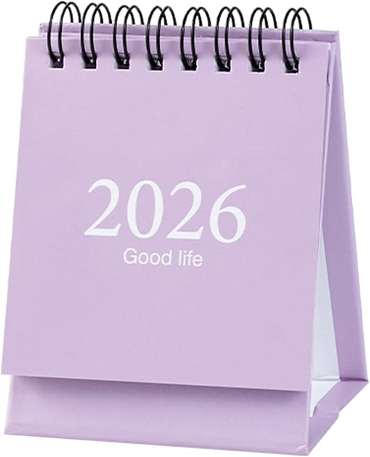 2026 Mini Desk Calendar Simple Style Memo Notes Planner Flip Calendar 3.9" x 3" - Purple (Jan. 2026 to Jul. 2027)