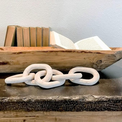 Ochine Wood Chain Link Decor 5 Link Decorative Chain Knot Hand Carved Pine Wood Chain Decor Modern Farmhouse Coffee Table Decor Wooden Rustic Chain Decor Boho Bead Garland for Living Room Bedroom