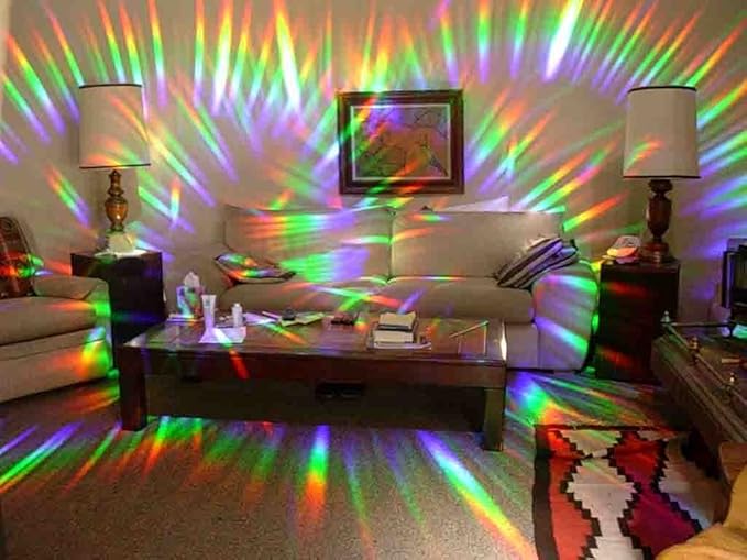 Rainbow Symphony - Rainbow Window Suncatcher – Prism Light Catcher for Windows Creates Vibrant Rainbows – 4" Hanging Sun Catcher with Axicon Pattern and Bonus Decal – Made in USA