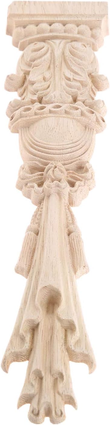 MUXSAM Wood Carved Appliques Onlays, 2-Pack Unpainted Carving Decals Mouldings Trim for Window Door Frame Rome Column Wall Mantel Dresser Fire Stove Surround Decor, 30x7cm/11.81"x2.76"