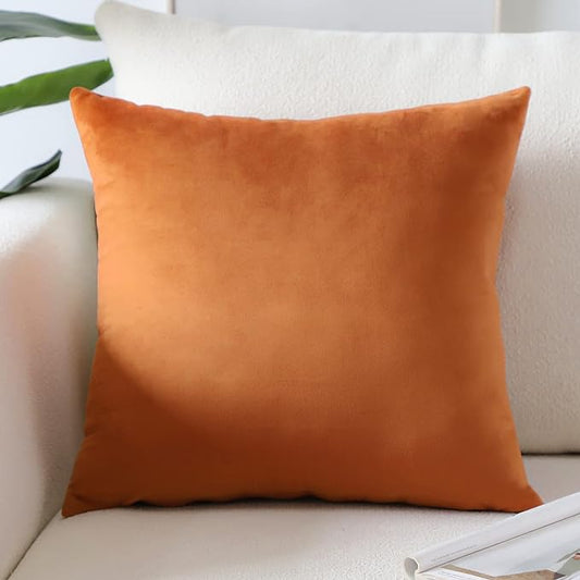 Artscope Luxury Velvet Pillow Covers Super Soft Decorative Square Throw Pillow Covers Case Cushion Covers for Sofa Couch Bedroom Car Decor 26x26 Inch Orange