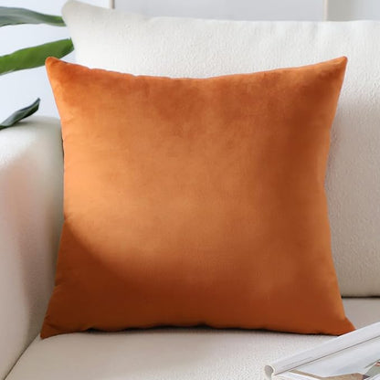 Artscope Luxury Velvet Pillow Covers Super Soft Decorative Square Throw Pillow Covers Case Cushion Covers for Sofa Couch Bedroom Car Decor 18x18 Inch Orange
