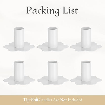Candlestick Holders Taper Candle Holders: 6Pcs White Candle Holder for Table White Candlestick Holders Candle Sticks Holder Decor Home Flower Candle Holder Wedding Cute Small Candle Holders