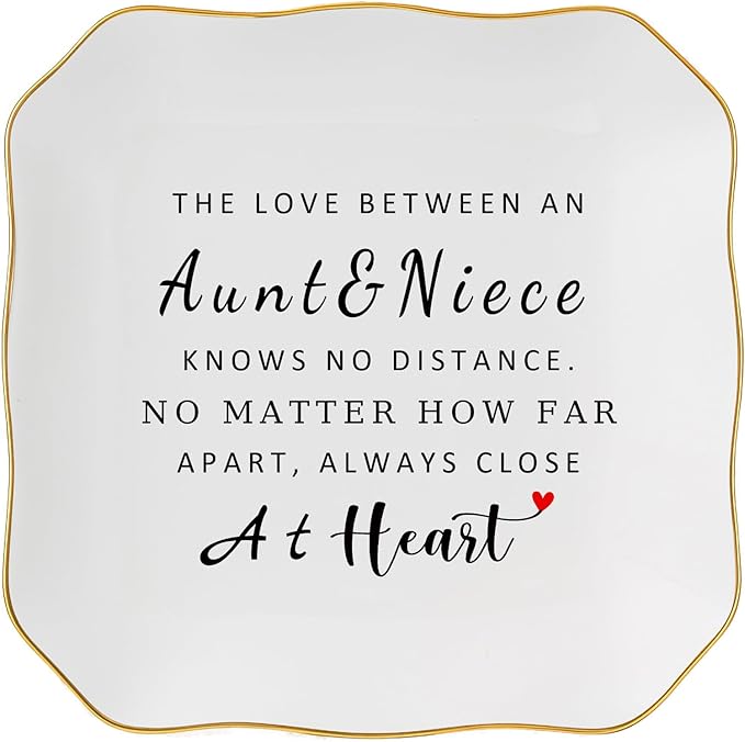 Aunt Gifts from Niece Trinket Ring Dish -The Love Between an Aunt & Niece...Always Close at Heart, Aunt and Niece Gifts for Aunts Birthday Christmas Mothers Day Valentines Gift