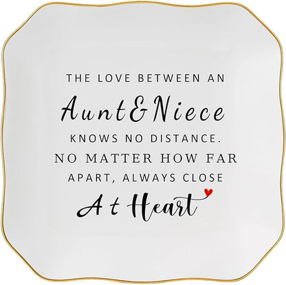 Aunt Gifts from Niece Trinket Ring Dish -The Love Between an Aunt & Niece...Always Close at Heart, Aunt and Niece Gifts for Aunts Birthday Christmas Mothers Day Valentines Gift