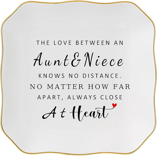 Aunt Gifts from Niece Trinket Ring Dish -The Love Between an Aunt & Niece...Always Close at Heart, Aunt and Niece Gifts for Aunts Birthday Christmas Mothers Day Valentines Gift