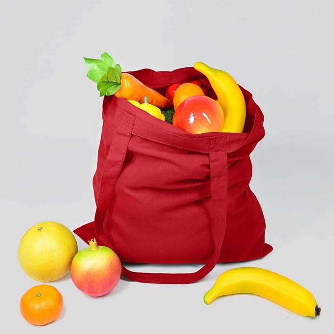 NPBAG 25 Pack 15'' X 16'' Red Cotton Tote Bags, Blank Bulk Cloth bags with 1pc of PTFE Teflon Sheet (M)