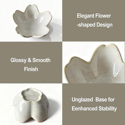 Stone Gray Flower Ceramic Jewelry Tray Bride Ring Dish, Cute Trinket Bowl Jewelry Holder for Vanity/Bathroom/Nightstand Aesthetic Room Decor, Women’s Gift for Christmas/Birthday/Wedding/Housewarming