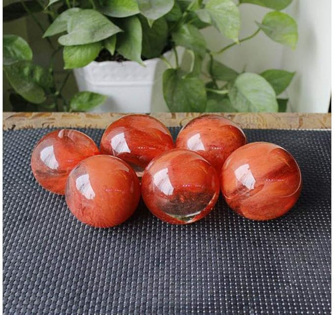 Natural Red Melting Healing Crystal Gemstone Sphere Ball for Reiki Balancing Meditation Energy Home and Office Decoration (6cm, Artificial Crystal)