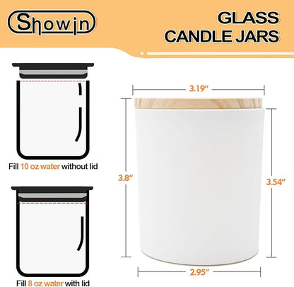 10 OZ Thick Candle Jars for Making Candles 15 Pcs, Empty Jars with Wood Lids for Candle Making, Sample Container, Matte White
