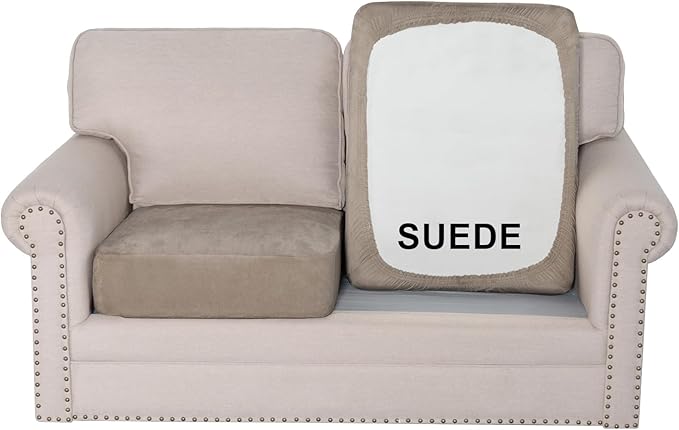 H.VERSAILTEX Suede Stretch Couch Cushion Covers Love Seat Sofa Cushion Covers Replacement Couch Protector Slipcovers for Pets Washable(2 Piece Loveseat Covers, Sand)