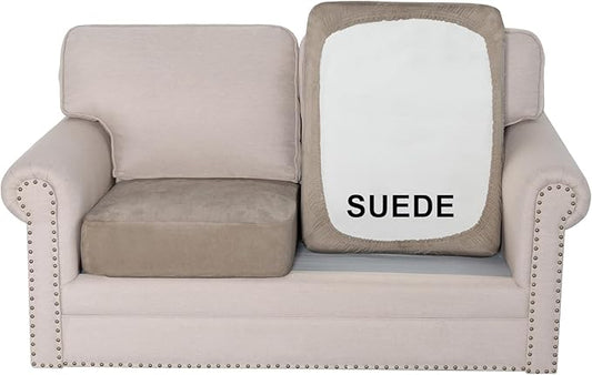 H.VERSAILTEX Suede Stretch Couch Cushion Covers Love Seat Sofa Cushion Covers Replacement Couch Protector Slipcovers for Pets Washable(2 Piece Loveseat Covers, Sand)