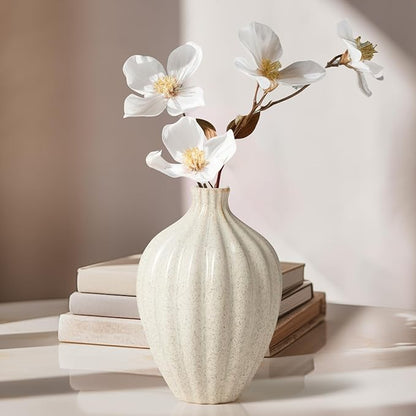 Torre & Tagus Allium Reactive Glaze Ceramic Bud Vase - 6 Inch Small Flower Vase & Small Ceramic Vases for Flowers, Handmade Ribbed Bud Vases for Home Decor & Wedding Decor for Table