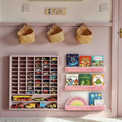 1PC Plush Bookshelf for Kids, Soft Hanging Book Display Shelf for Nursery Wall, Easy Mount Floating Bookshelf Display Organizer, Unique (Pink)